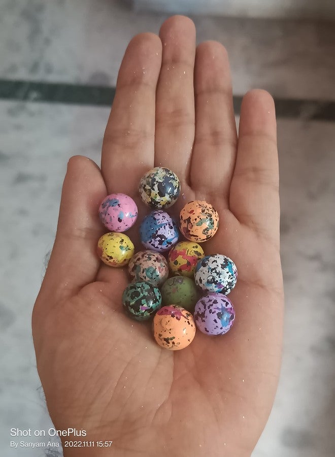 Parakh Stylish Printed Round Balls Multicolour Glass Marble Pebbles for Vase Fillers, Glass Gems Stone, Aquarium Fish Tank, Party Decoration (50 Pcs) - Image 1